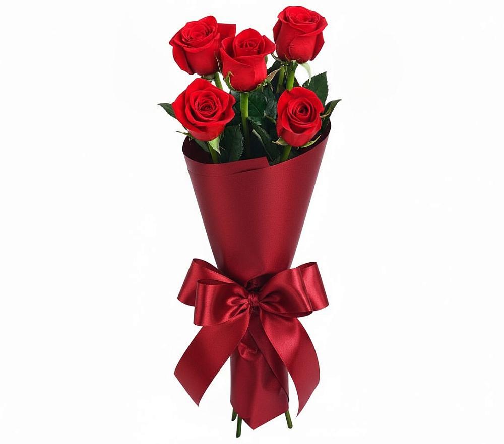 Букет 5 Красных роз Эдлесс Лав в Корсакове