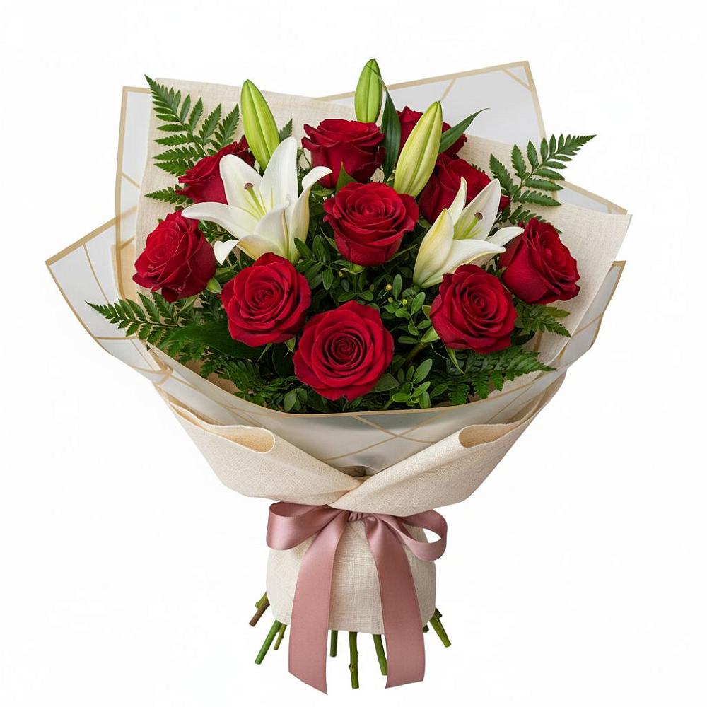 Букет цветов из: Лилии и Розы в Корсакове