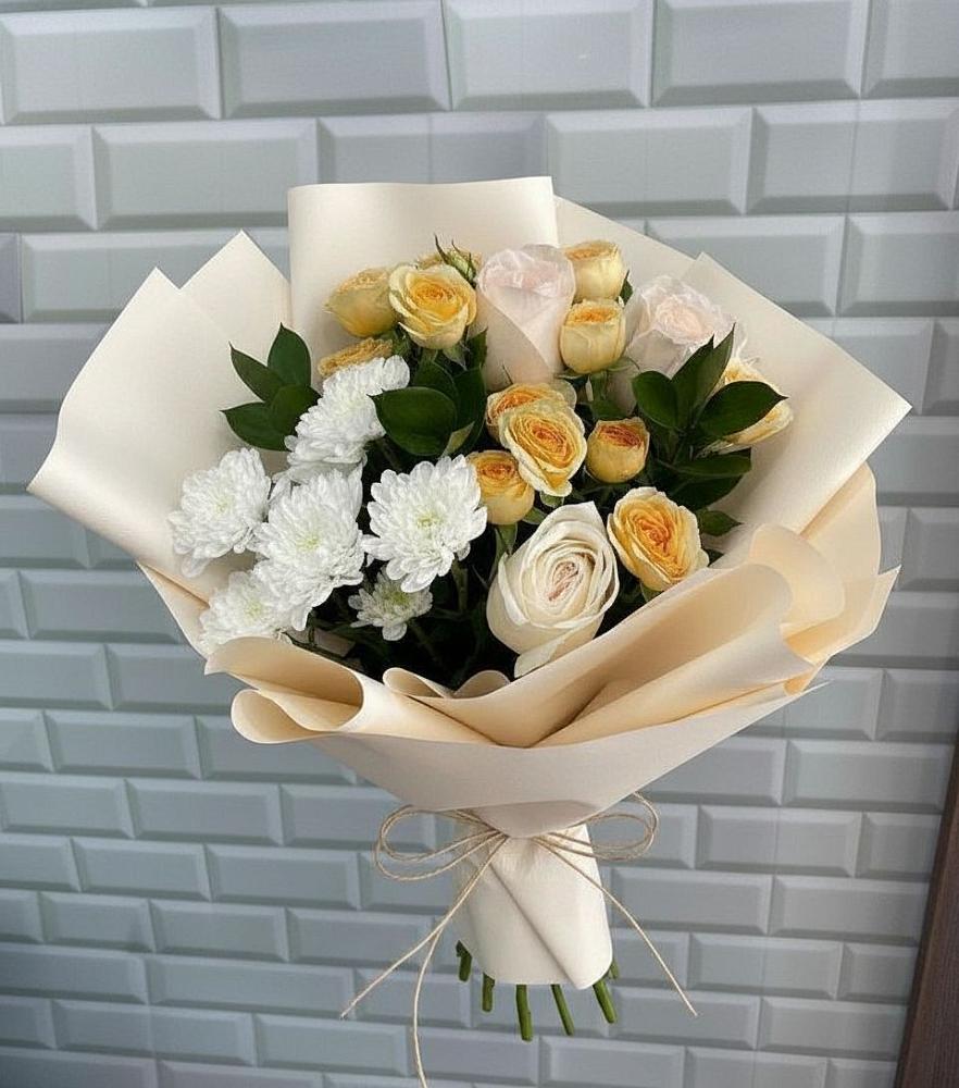 Букет цветов из: Розы и Хризантемы в Корсакове