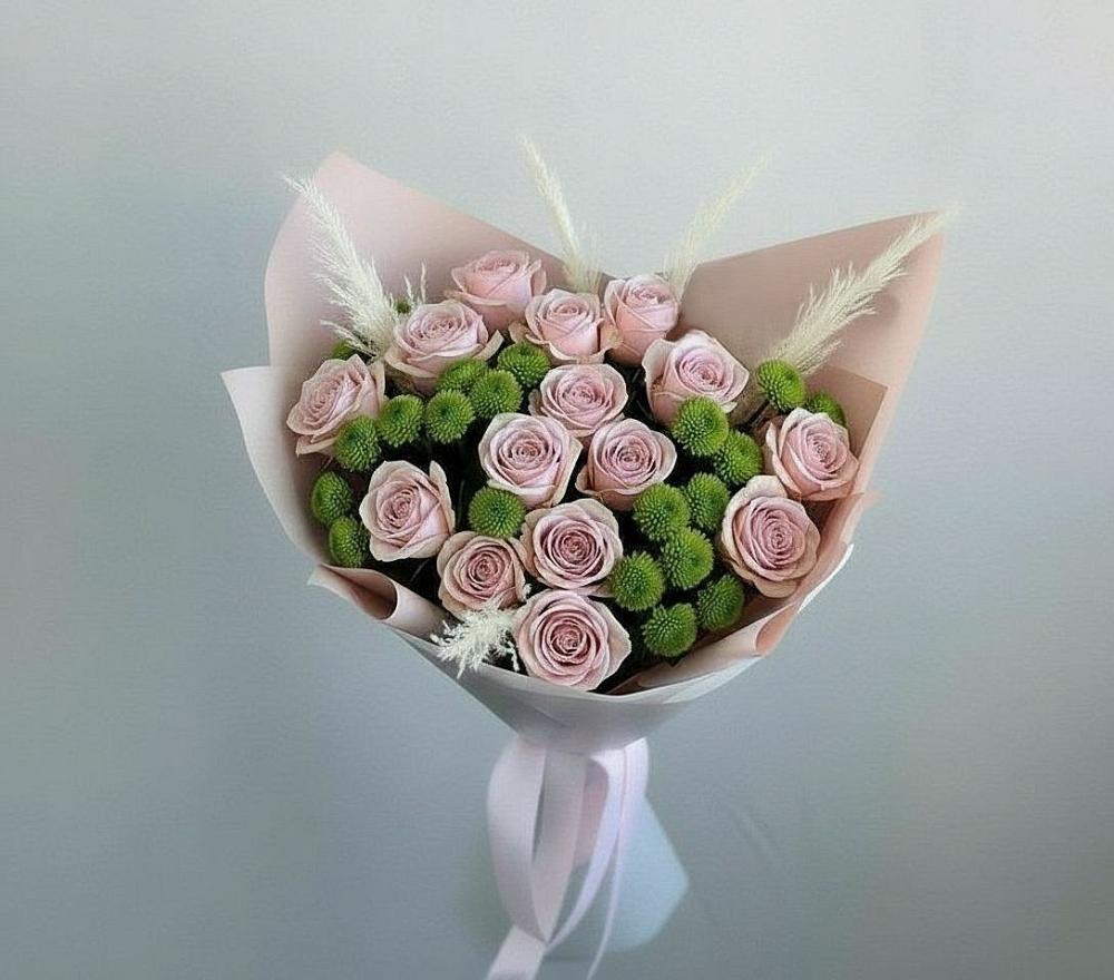 Букет цветов из: Розы и Хризантемы в Корсакове