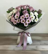Букет цветов из:  Хризантемы и Розы в Корсакове