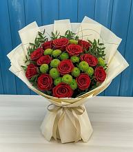 Букет цветов из:  Розы и Хризантемы в Корсакове