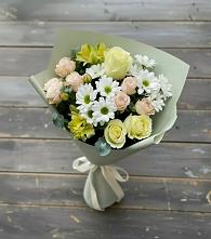 Букет цветов из:  Альстромерии, Розы и Хризантемы в Корсакове