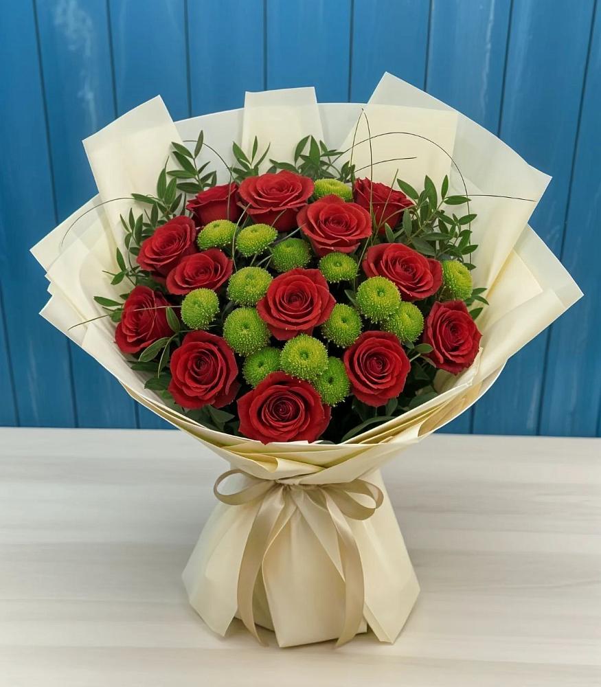 Букет цветов из: Розы и Хризантемы в Корсакове